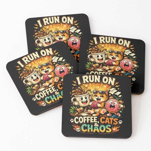 Item preview, I Run on Coffee, Cats & Chaos Funny Cat Lover Coffee Lover, Cute Caffeine Graphic  designed and sold by DreamPixelPrint.