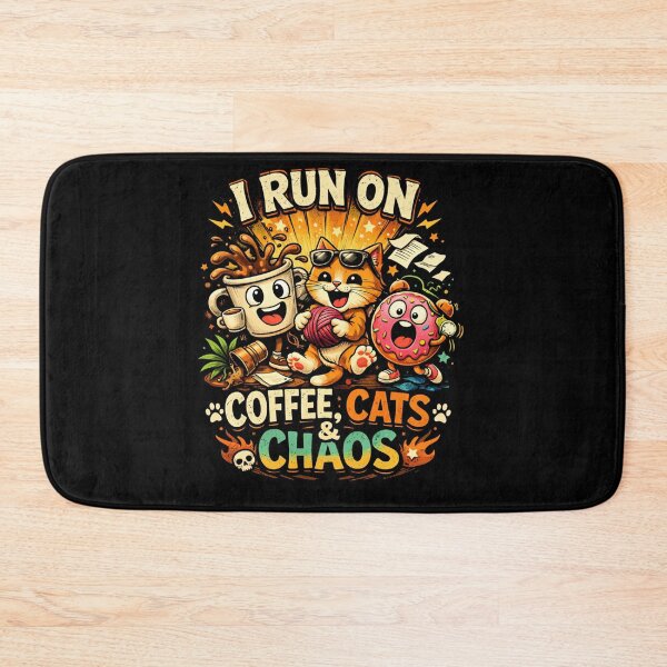 Item preview, I Run on Coffee, Cats & Chaos Funny Cat Lover Coffee Lover, Cute Caffeine Graphic  designed and sold by DreamPixelPrint.