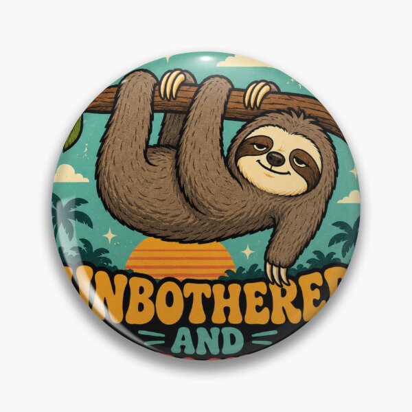 Item preview, Sloth Unbothered and Unreachable Funny Vintage Badge Sticker designed and sold by RedRubyBubble.