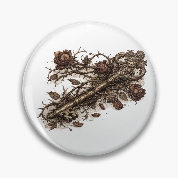 Item preview, Ornate Vintage Key Roses Thorns Dark Fantasy Illustration Design designed and sold by irfanshikh.