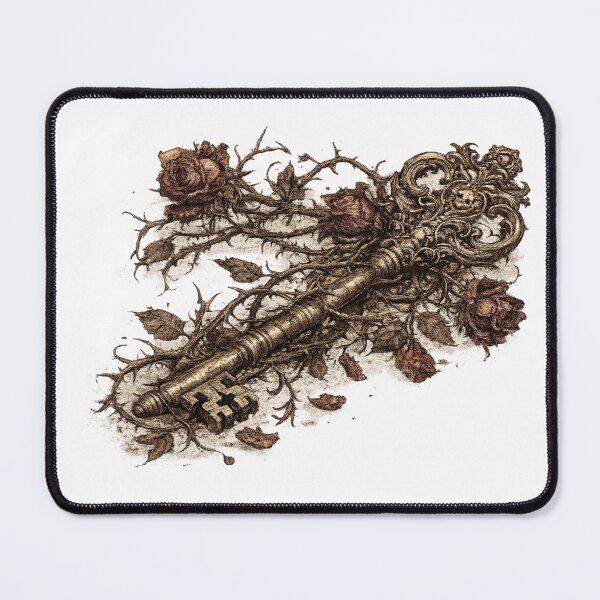 Item preview, Ornate Vintage Key Roses Thorns Dark Fantasy Illustration Design designed and sold by irfanshikh.