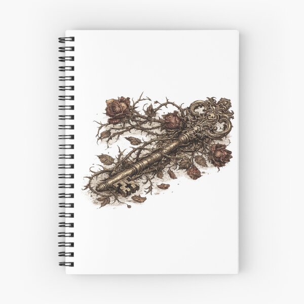 Item preview, Ornate Vintage Key Roses Thorns Dark Fantasy Illustration Design designed and sold by irfanshikh.