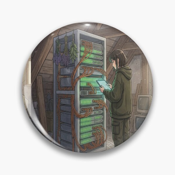 Item preview, Technomancy Attic Server Room - Cozy Tech Witch Anime Aesthetic Art designed and sold by raedattia.