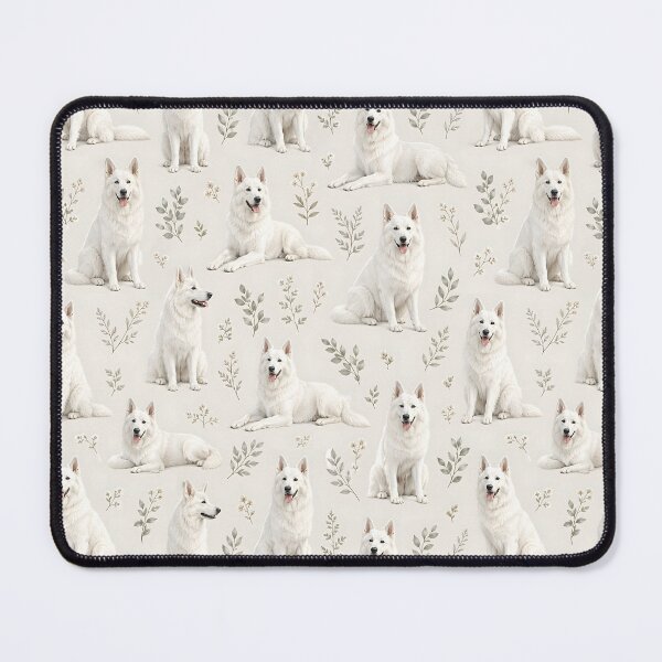 Item preview, White Swiss Shepherd Floral Seamless Pattern | Elegant Dog Lover Design designed and sold by blankTeeShirt.