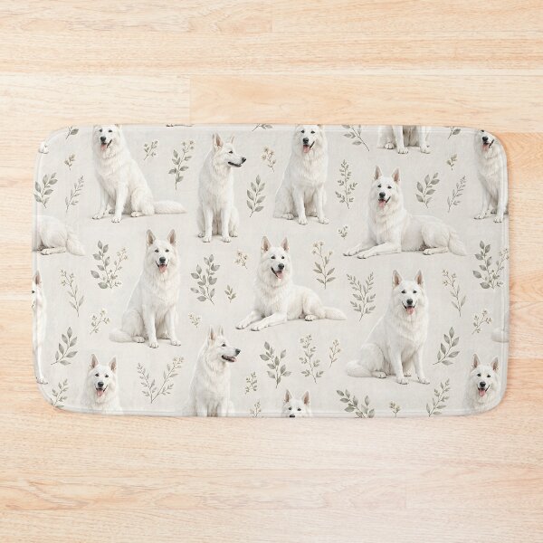Item preview, White Swiss Shepherd Floral Seamless Pattern | Elegant Dog Lover Design designed and sold by blankTeeShirt.