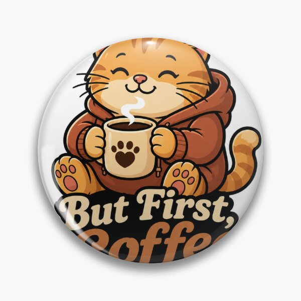 Item preview, Cat Needs Coffee Funny Vintage Badge Sticker designed and sold by RedRubyBubble.