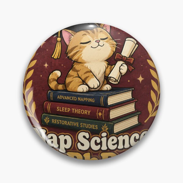 Item preview, PhD in Napping Cat Funny Vintage Badge Sticker designed and sold by RedRubyBubble.