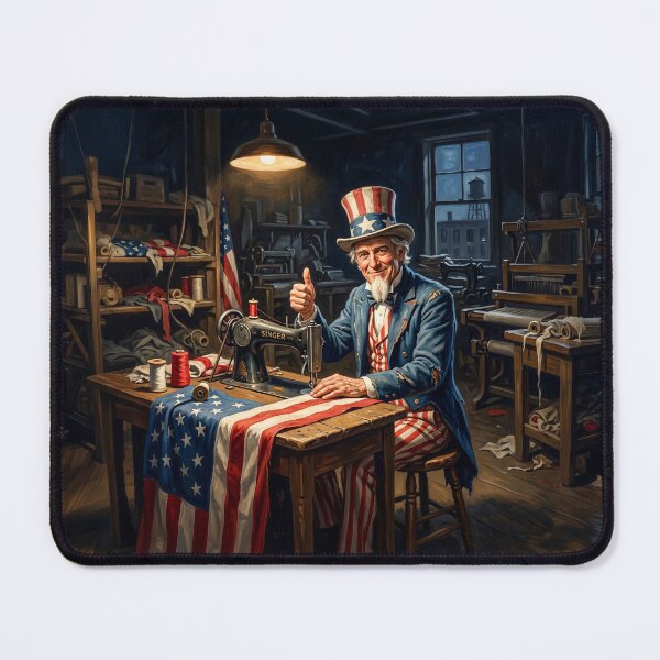 Item preview, Uncle Sam Sewing American Flag designed and sold by Home Decor Art.