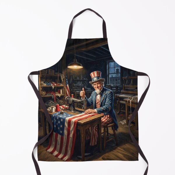 Item preview, Uncle Sam Sewing American Flag designed and sold by Home Decor Art.