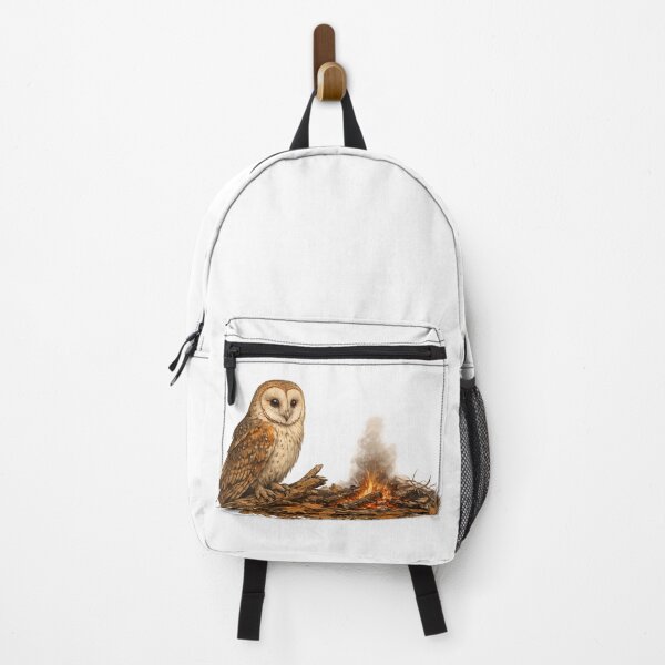 Item preview, Barn Owl Campfire Cozy Woodland Nature Illustration Design designed and sold by irfanshikh.