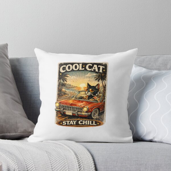 Item preview, Cool Cat Stay Chill Retro Beach Sunset Design designed and sold by phoenixram2495.