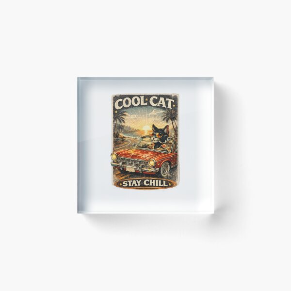 Item preview, Cool Cat Stay Chill Retro Beach Sunset Design designed and sold by phoenixram2495.