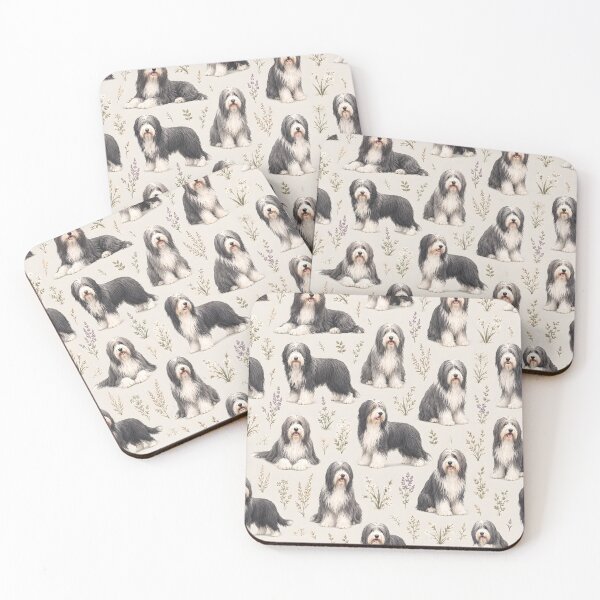 Item preview, Bearded Collie Floral Watercolor Seamless Pattern designed and sold by blankTeeShirt.
