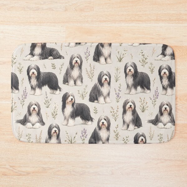Item preview, Bearded Collie Floral Watercolor Seamless Pattern designed and sold by blankTeeShirt.