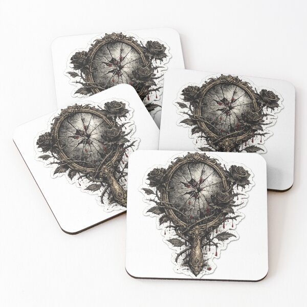 Item preview, Broken Mirror Antlers Roses Dark Gothic Fantasy Design designed and sold by irfanshikh.