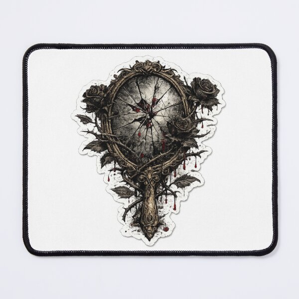 Item preview, Broken Mirror Antlers Roses Dark Gothic Fantasy Design designed and sold by irfanshikh.