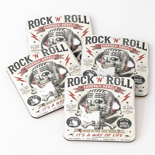Item preview, Rock 'N' Roll Forever Rebels Vintage Skull Microphone Poster designed and sold by Artisan Finds Online.