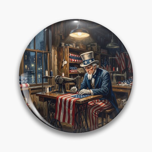 Item preview, Uncle Sam Sewing An American Flag designed and sold by Home Decor Art.