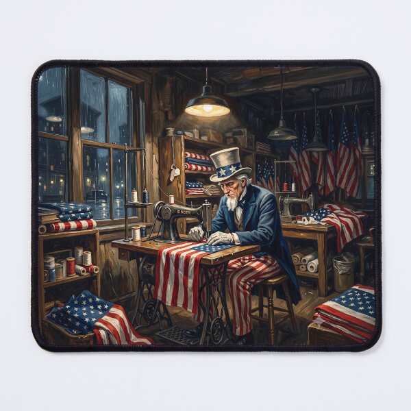 Item preview, Uncle Sam Sewing An American Flag designed and sold by Home Decor Art.