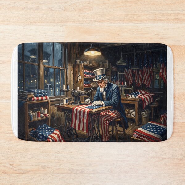 Item preview, Uncle Sam Sewing An American Flag designed and sold by Home Decor Art.