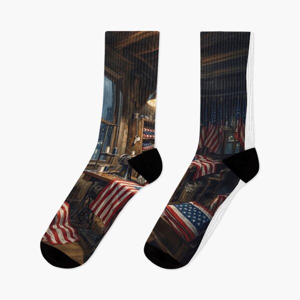 Item preview, Uncle Sam Sewing An American Flag designed and sold by Home Decor Art.