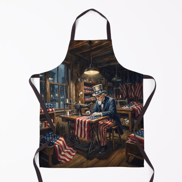 Item preview, Uncle Sam Sewing An American Flag designed and sold by Home Decor Art.