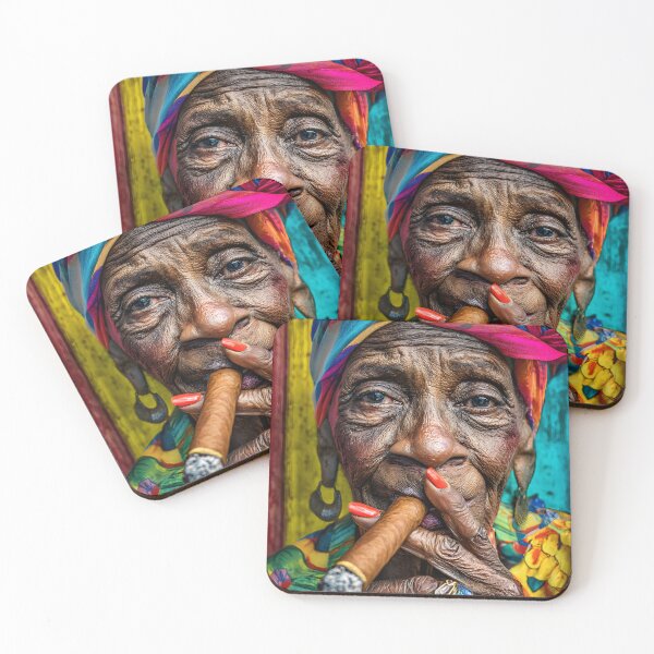 Item preview, Elderly Woman with Cigar and Colorful Headscarf designed and sold by Artessie.
