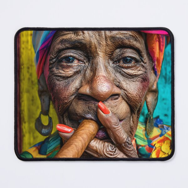 Item preview, Elderly Woman with Cigar and Colorful Headscarf designed and sold by Artessie.