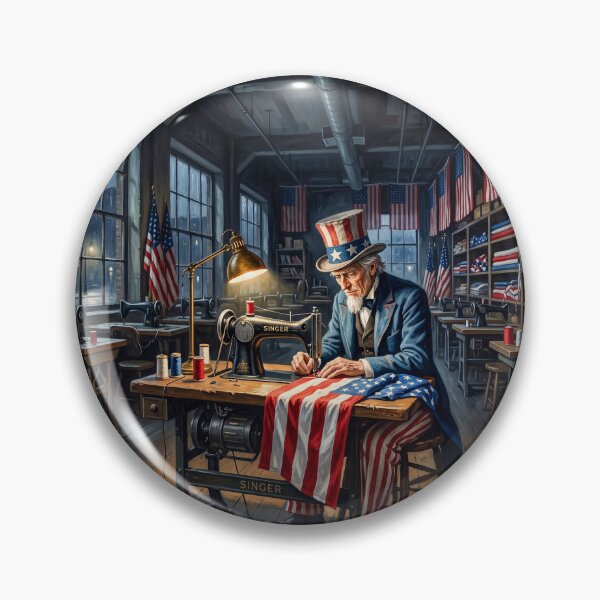 Item preview, Uncle Sam USA Sewing An American Flag designed and sold by Home Decor Art.
