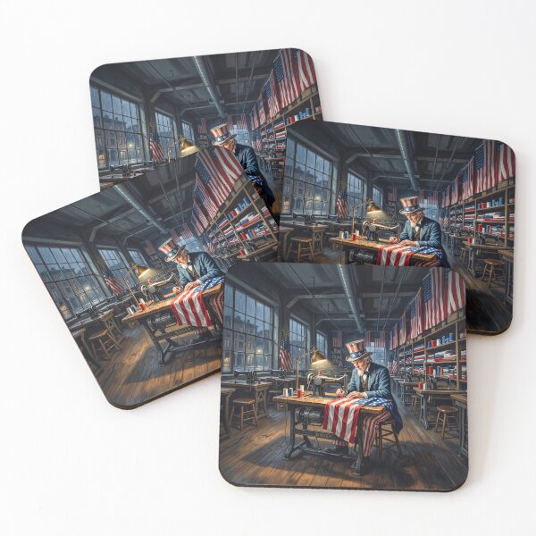 Item preview, Uncle Sam USA Sewing An American Flag designed and sold by Home Decor Art.