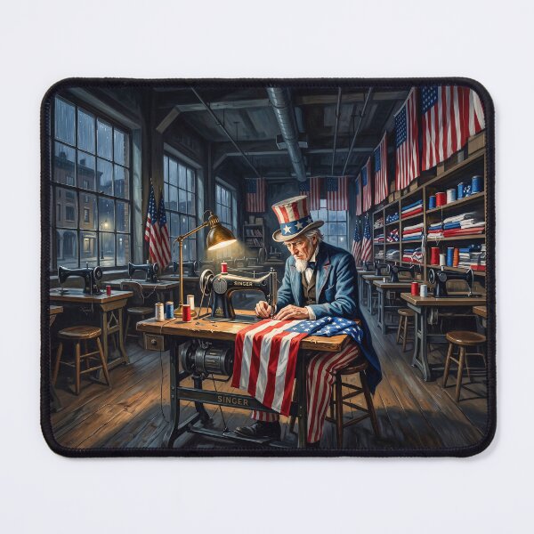 Item preview, Uncle Sam USA Sewing An American Flag designed and sold by Home Decor Art.