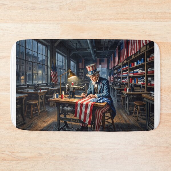 Item preview, Uncle Sam USA Sewing An American Flag designed and sold by Home Decor Art.
