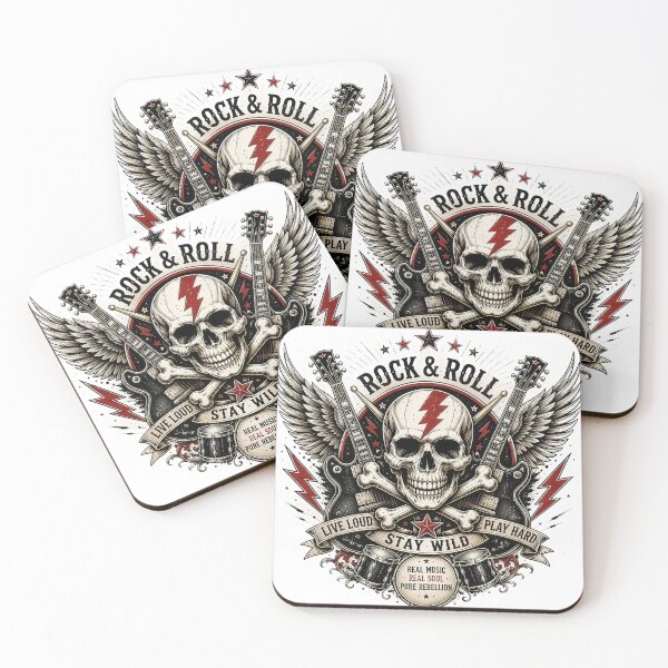 Item preview, Rock & Roll Live Loud Stay Wild Vintage Skull Guitar Artwork designed and sold by Artisan Finds Online.