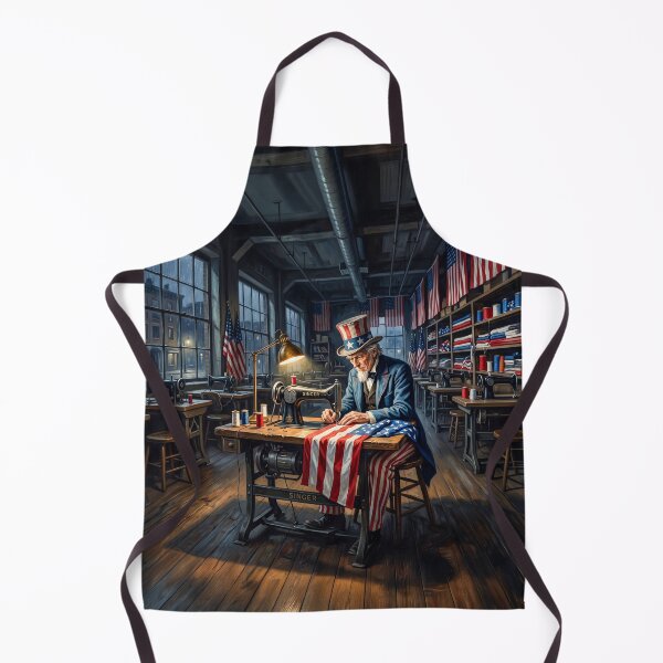 Item preview, Uncle Sam USA Sewing An American Flag designed and sold by Home Decor Art.