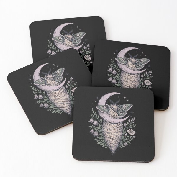 Item preview, Pastel Goth Moth Crescent Moon Botanical Illustration Dark Academia Art designed and sold by irfanshikh.
