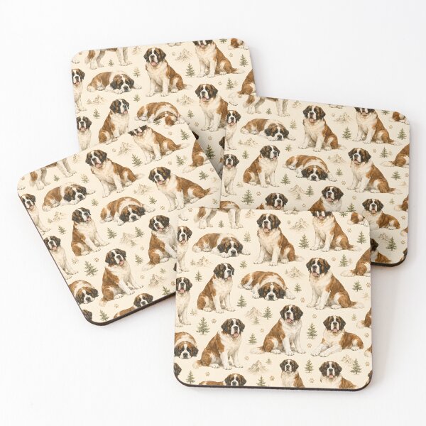 Item preview, Saint Bernard Mountain Companion Watercolor Seamless Pattern designed and sold by blankTeeShirt.