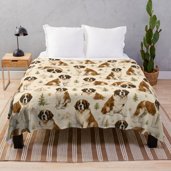 Item preview, Saint Bernard Mountain Companion Watercolor Seamless Pattern designed and sold by blankTeeShirt.