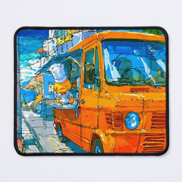 Item preview, Duck Chef Food Truck Orange Van Coastal Town Art designed and sold by UhuCriei .