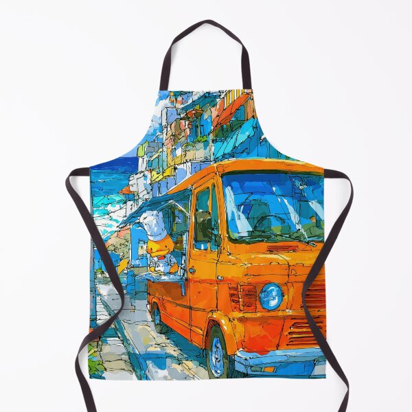 Item preview, Duck Chef Food Truck Orange Van Coastal Town Art designed and sold by UhuCriei .