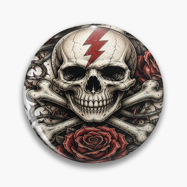 Item preview, Live Loud Rock & Roll Skull and Roses Vintage Artwork designed and sold by Artisan Finds Online.