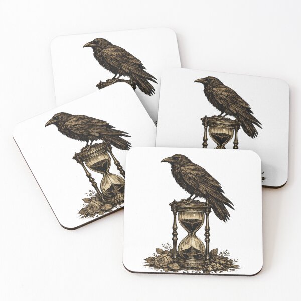 Item preview, Gothic Raven Hourglass Death Time Witchy Dark Cottagecore Design designed and sold by irfanshikh.