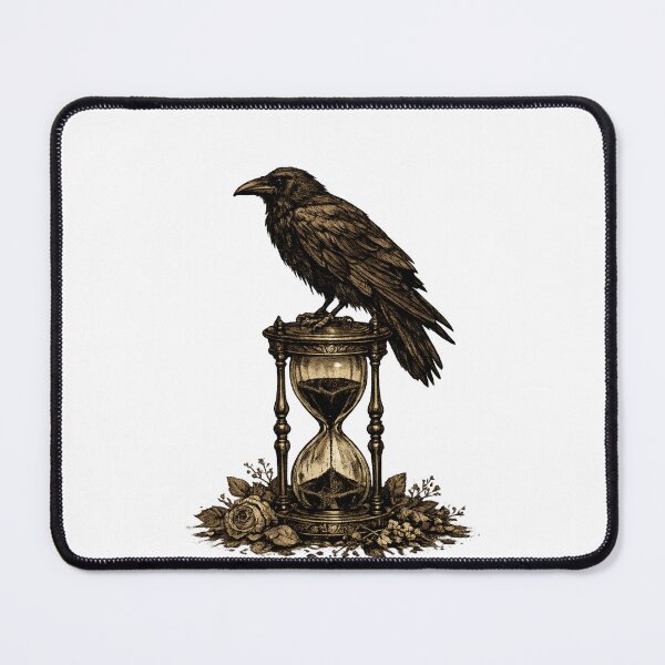 Item preview, Gothic Raven Hourglass Death Time Witchy Dark Cottagecore Design designed and sold by irfanshikh.