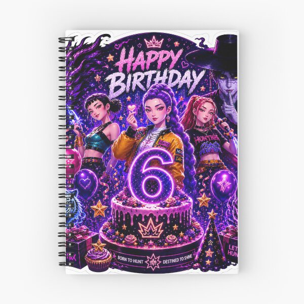 Item preview, KPop Demon Hunters Happy 6th Birthday Sticker | Cute Anime Birthday Party Gift for Kids designed and sold by NorthernDk_art .