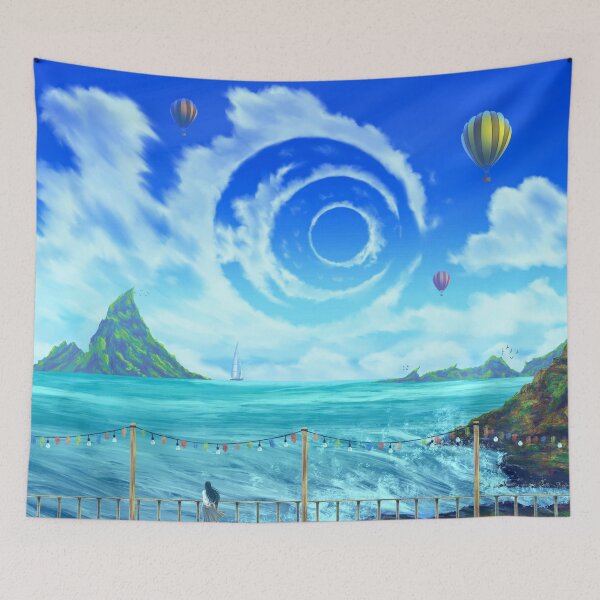 Item preview, Summer festival, ocean view, waves and air balloons designed and sold by Witseart.