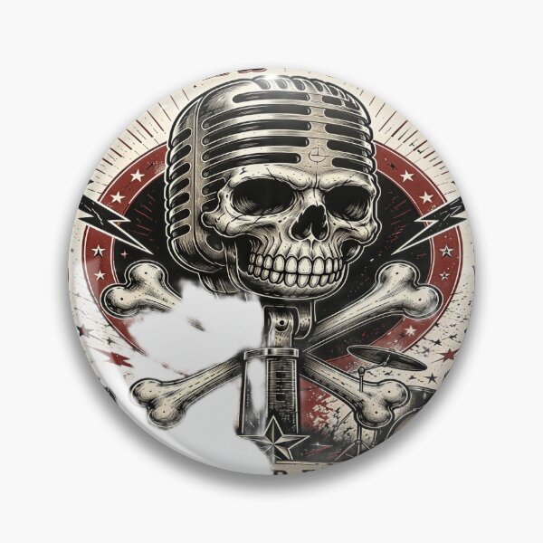 Item preview, Rock & Roll Skull Microphone Vintage Concert Poster designed and sold by Artisan Finds Online.