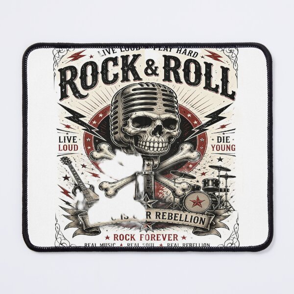 Item preview, Rock & Roll Skull Microphone Vintage Concert Poster designed and sold by Artisan Finds Online.