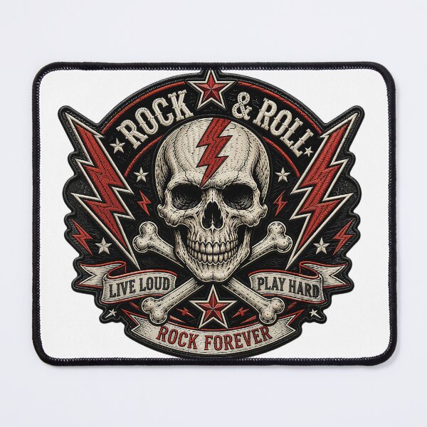 Item preview, Rock & Roll Forever Skull Emblem – Vintage Lightning Badge Design designed and sold by Artisan Finds Online.