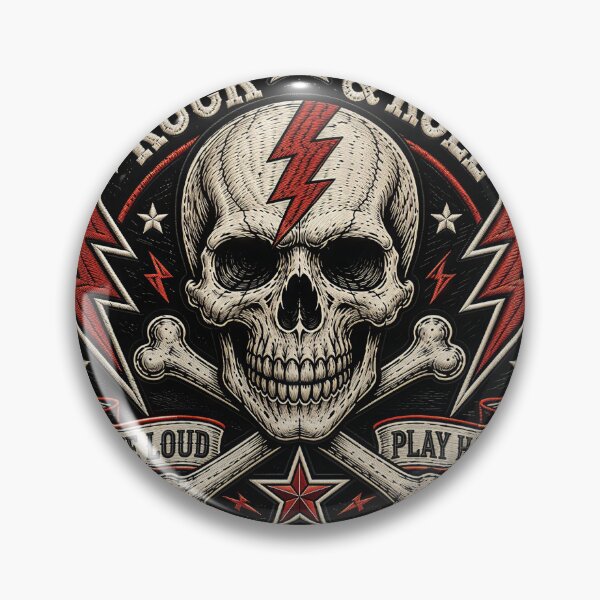 Item preview, Rock & Roll Forever Skull Emblem – Vintage Lightning Badge Design designed and sold by Artisan Finds Online.