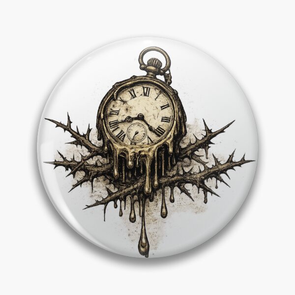 Item preview, Melting Clock Thorns Dark Gothic Surreal Witchy Aesthetic Art designed and sold by irfanshikh.