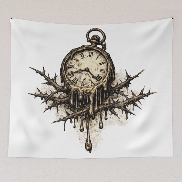 Item preview, Melting Clock Thorns Dark Gothic Surreal Witchy Aesthetic Art designed and sold by irfanshikh.